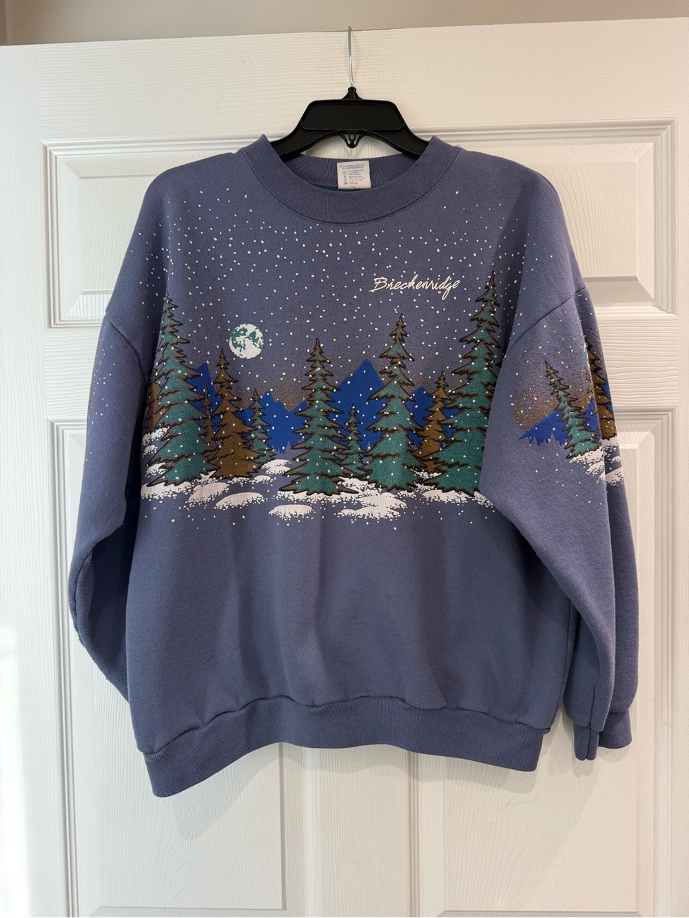 Vintage Breckenridge Colorado Crewneck Men’s L/XL 1992 Blue Winter Snow Trees